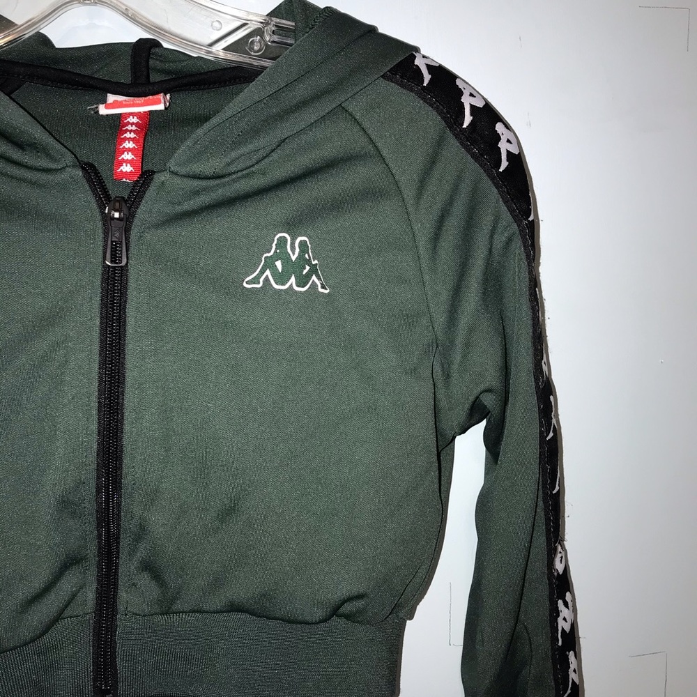 Kappa Green Banda Arakli Cropped Hoodie Jacket